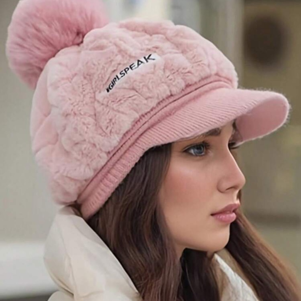 Knitted Korean Style Autumn/Winter Trendy Cute Fur m Warm  Cap, Thick